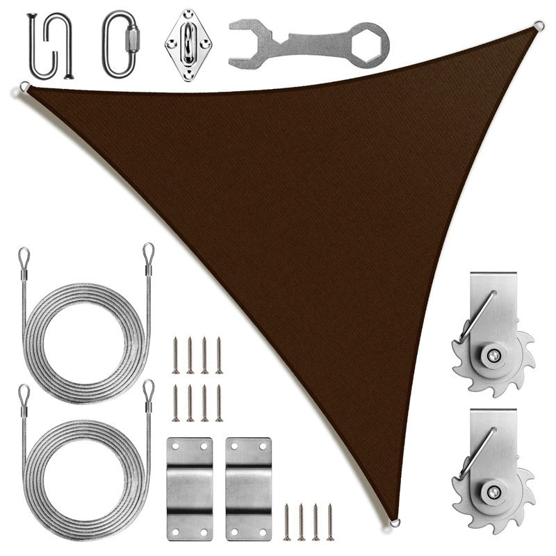 Voile d'ombrage triangulaire Royal Shade avec treuil d'installation, Brun, 12 pi x 12 pi x 17 pi