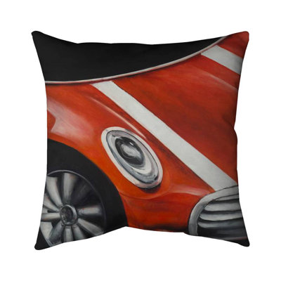 Red Car with White Stripes Closeup Square Throw Pillow Cover -  Begin Edition International Inc., 5543-1616-TR28