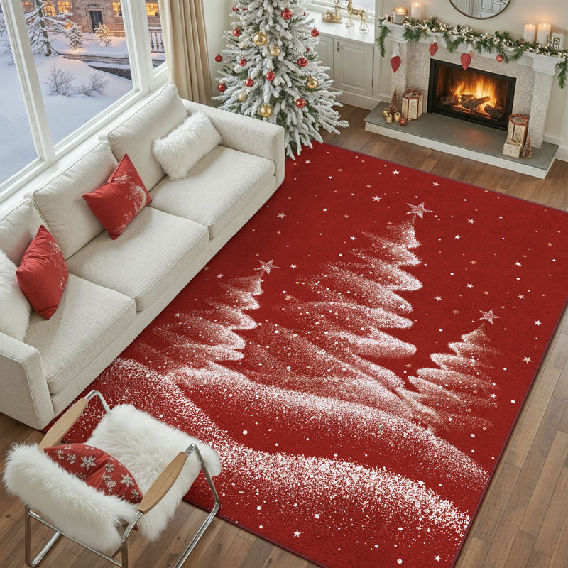 Tapis lavable avec tapis antidérapant Loly Christmas, Rectangle 9 pi x 12 pi