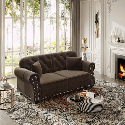 Velours Chesterfield canapé garniture cloutée capitonnée