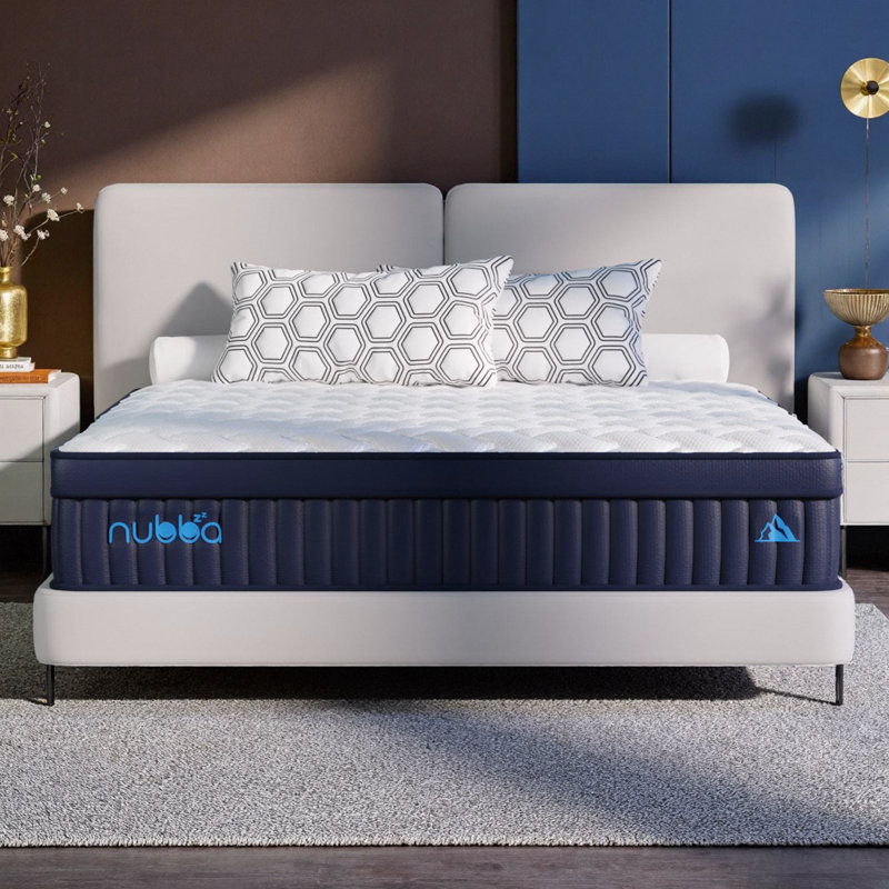 Grand matelas hybride 14 po avec mousse à mémoire de forme rafraîchissante et ressorts ensachés - mi-ferme pour un soutien luxueux et un soulagement de la pression