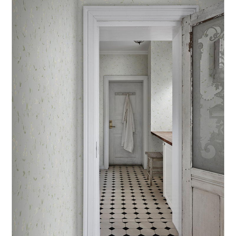 Arv Floral Matte Wallpaper Roll, Light Blue
