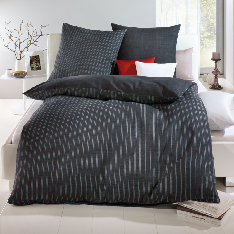 Satin Abstract Duvet Cover Set with Pillowcases, Single - 1 Pillowcase (70 x 80 cm), Tin colours