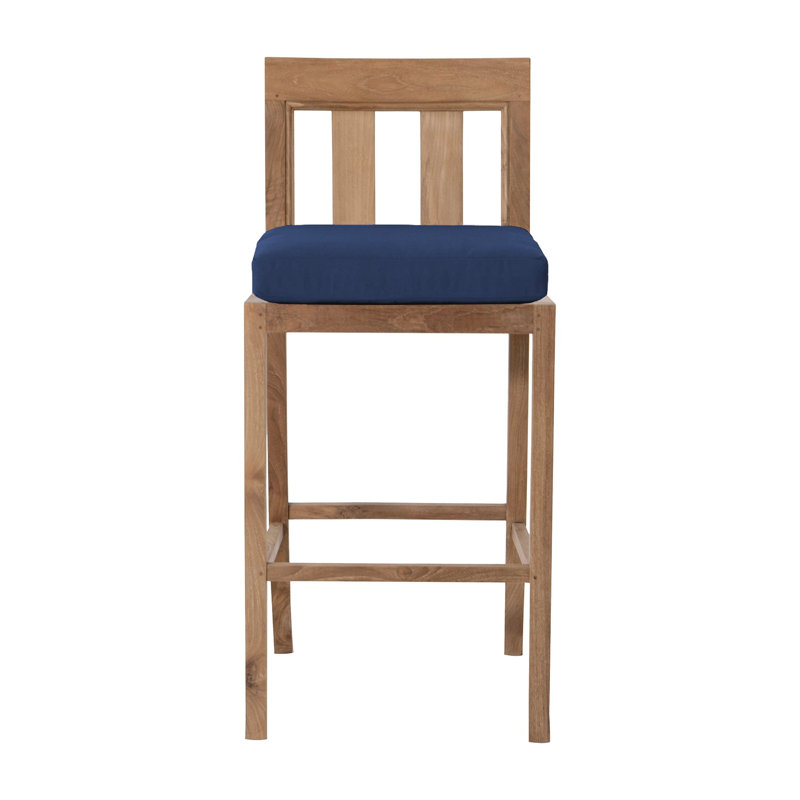 Ensemble de bar en bois massif avec tabourets Starlita, Bleu marine