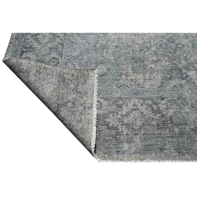 Tapis gris et gris anthracite de haute qualité noué à la main, Rectangle 6 pi x 9 pi