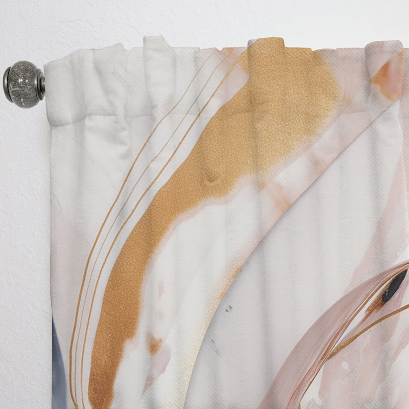 Gaura - Pink Gold Fusion Of Marble - Abstract Marble Curtain - Velvet Room Darkening - 1 panel, 52" W x 84" L