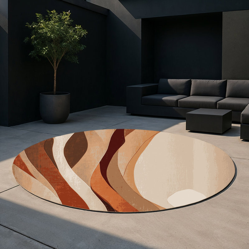 Sandstone Harmony Indoor And Outdoor Area Rug, Round 5'