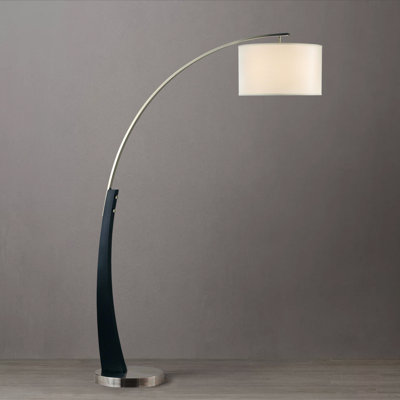 Lampe sur pied à arc 1 lumière 76 "Plimpton - Bois espresso et nickel brossé, base en métal