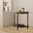 Traditional Solid Wood Oval Console table Side Table  with Bottom Shelf ,Antique Grey