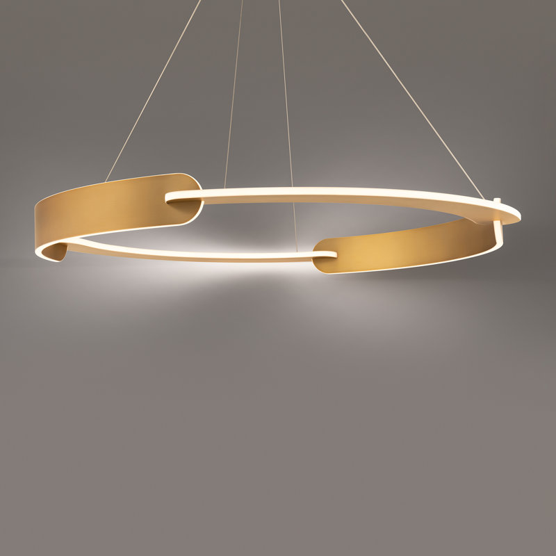 Ilios 1 - Light LED Pendant, 3.5" H x 39" W x 39" D, Antique Brass