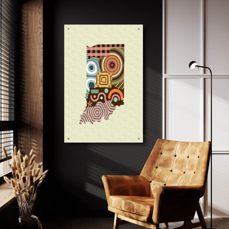 «Indiana State Map» par Lanre Adefioyue, H 36 po x l 24 po x P 0,2 po