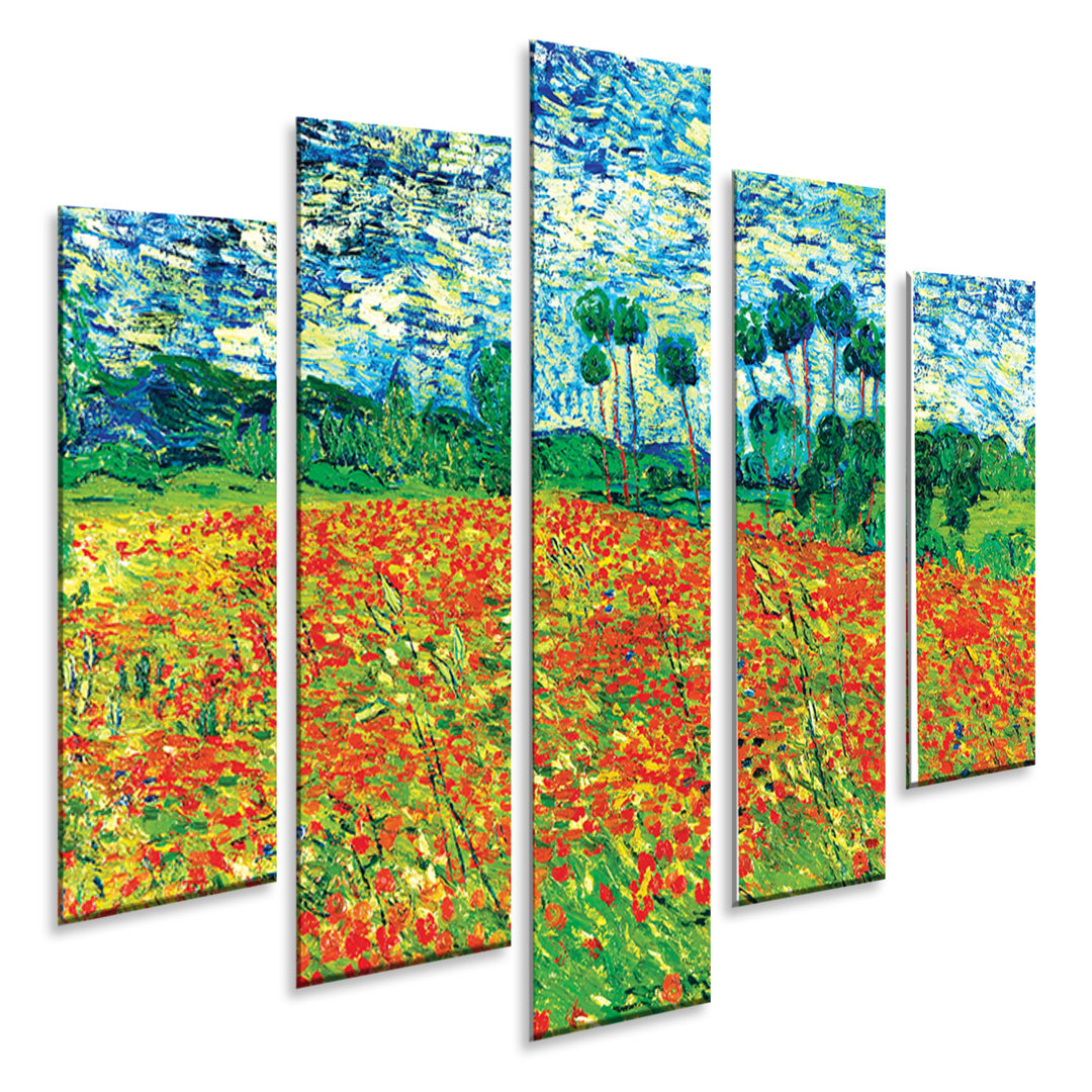 5-tlg. Kunstdruck-Set Poppy Field von Vincent Van Gogh