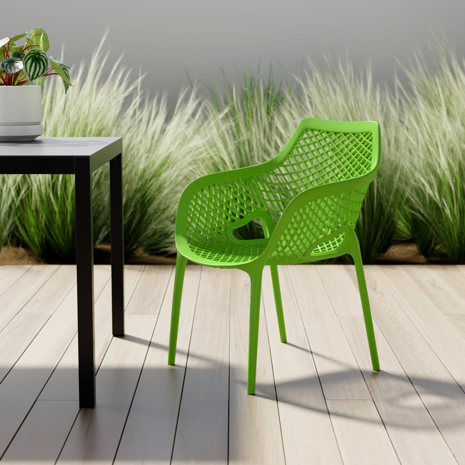 Farrah Stackable Patio Armchair, Tropical Green