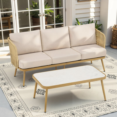 3-Seat Outdoor Furniture Set with Coffee Table