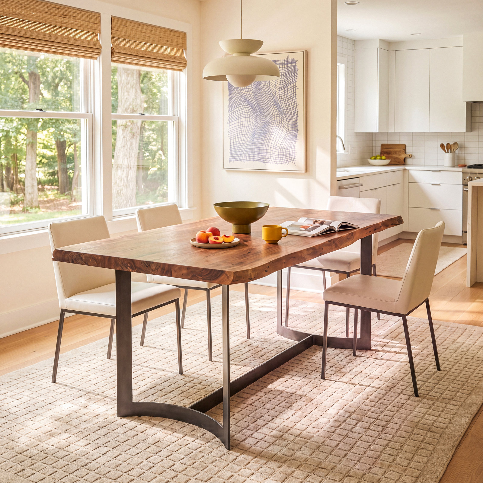 Burnell 80'' Dining Table, Brown Acacia/Black, Acacia
