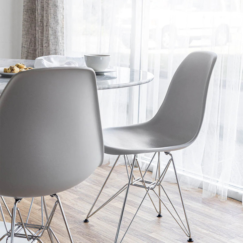 16.5'' H Dining Chair, Gray, Silver, 4