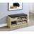 Comfortable White Oak Bench With Black Faux Leather Cushion And Open Compartment Storage Pull - Out Drawer For Entry-684595609