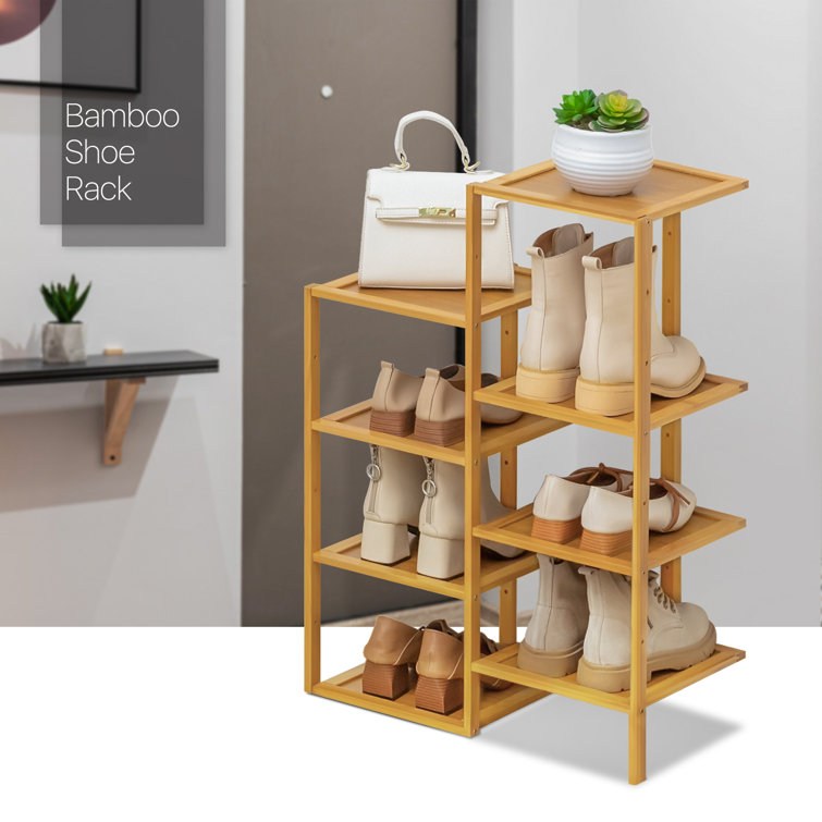 MoNiBloom 8 Tiers Corner Bamboo Shoe Rack, Storage Shoes Stand 8 Pairs  Organizer Stand for Entryway Bedroom & Reviews