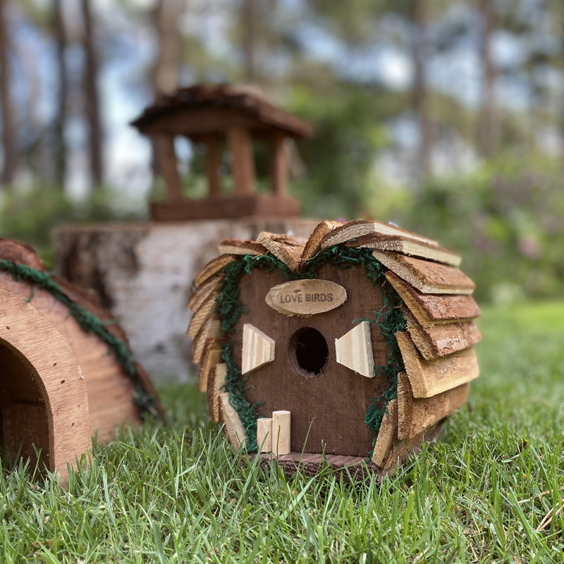 3 Piece Birdhouse Freestanding Hedgehog Set