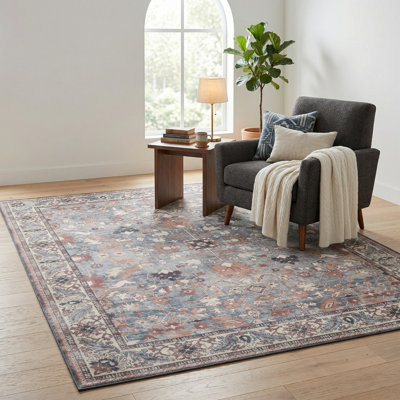 Zehorit Machine Washable Vintage Area Rug For Living Room, Hallway Runner, Entryway Rug