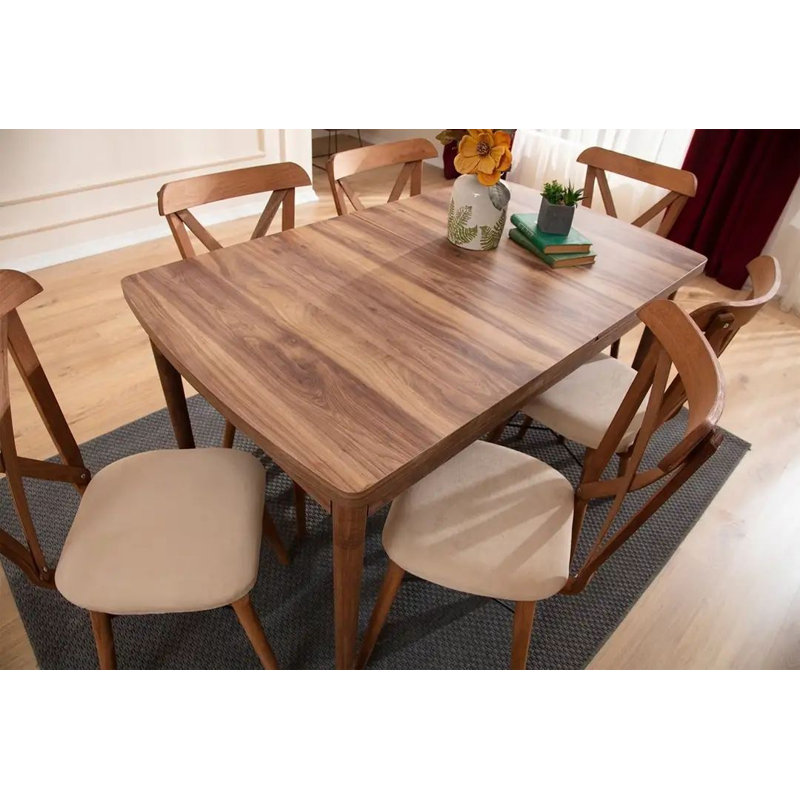 Ensemble de table et chaises de salle à manger extensible, 7 pièces : table, 6 chaises