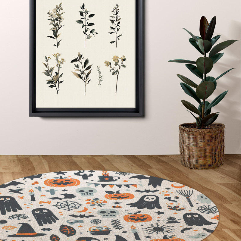 Tapis tressé Eerie Ghostly Glow, Rond 5 pi