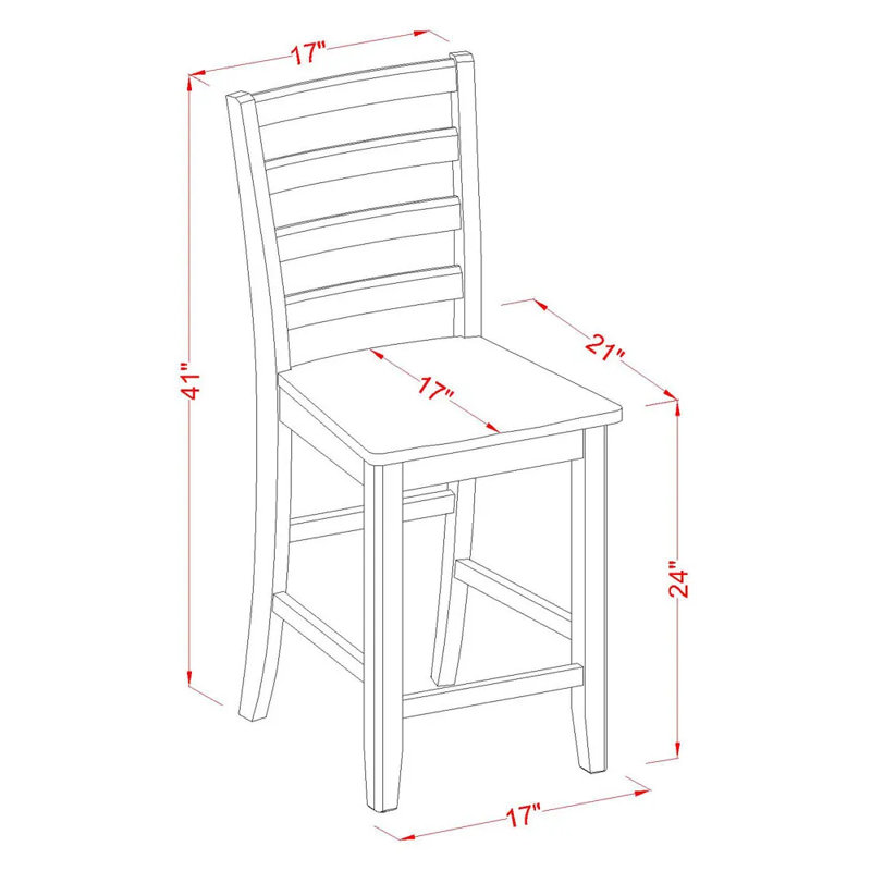 5 Piece Counter Height Pub Set Includes a Round Dining Room Table and 4 Kitchen Chairs, Black & Cherry, Black and cherry