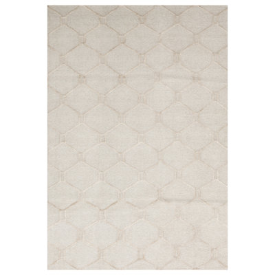 Wool Geometric Area Rug in Beige