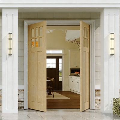 Exterior Door - 6 Lite Clear Glass Front Entry Door Slab Pine Wood