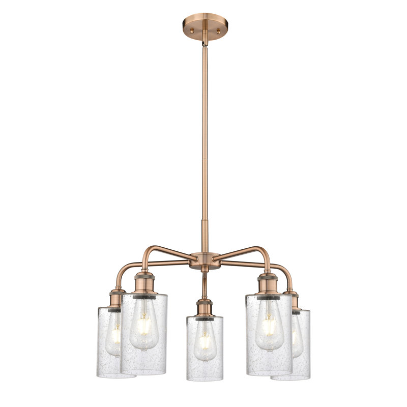 Lustre cylindrique à 5 lumières Ervine, Cuivre antique
