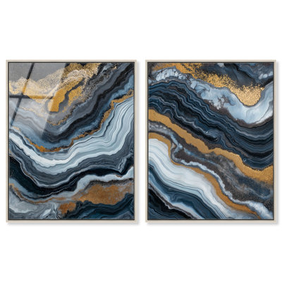«Acrylique Flow Duo», ensemble de reproductions d'art encadrées par Art Remedy, cadre argenté, 16 x 20