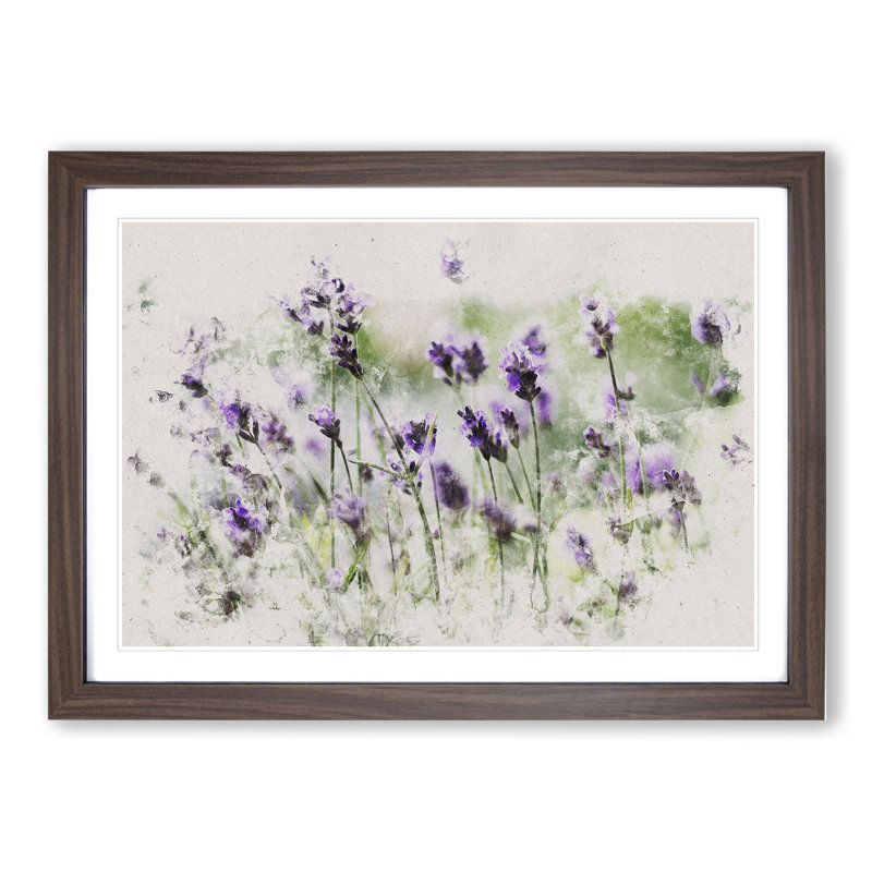 Lavender Vol.1 - Picture Frame Graphic Art, 36cm H x 48cm W x 2cm D, Walnut Framed