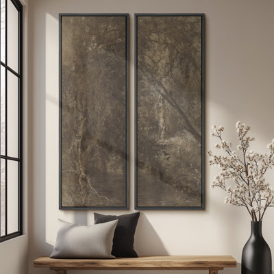 «Vintage Landscape Wall Art», ensemble de 2 toiles encadrées 20 x 60 pouces