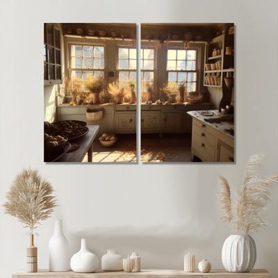 Old Farmhouse Kitchen IV - Beige Canvas Prints 2 Panels