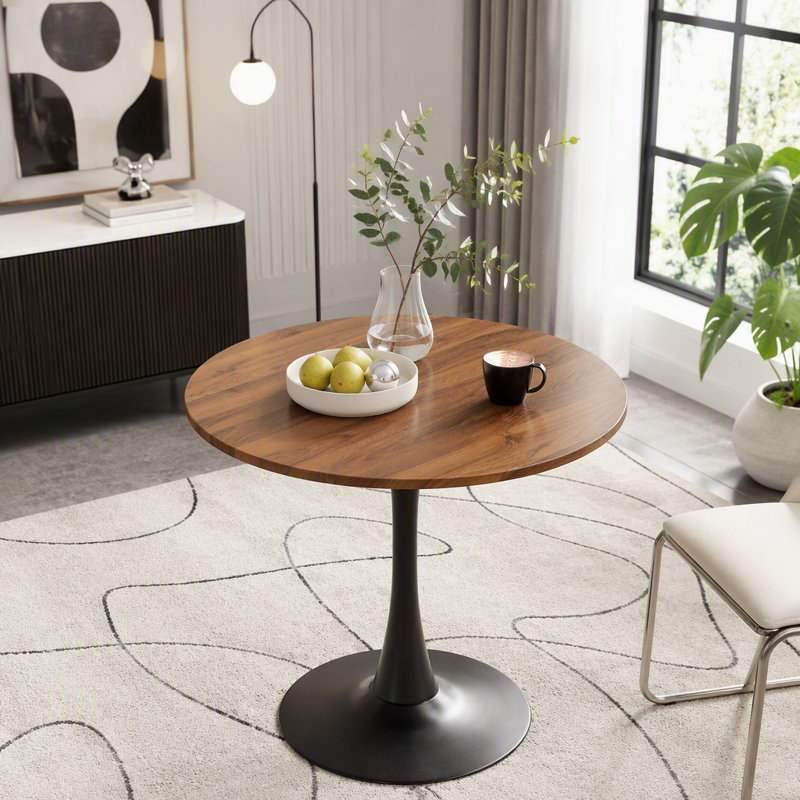 Table tulipe 31,5 pouces pour petits espaces, Noir + noyer