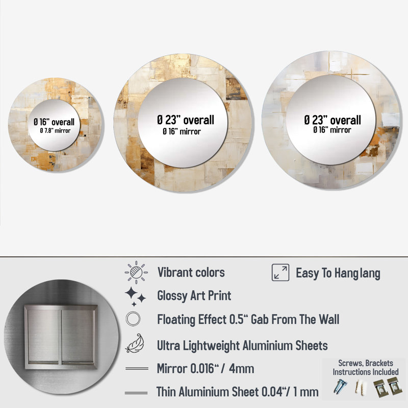 Devaeh Metal Round Mirror
