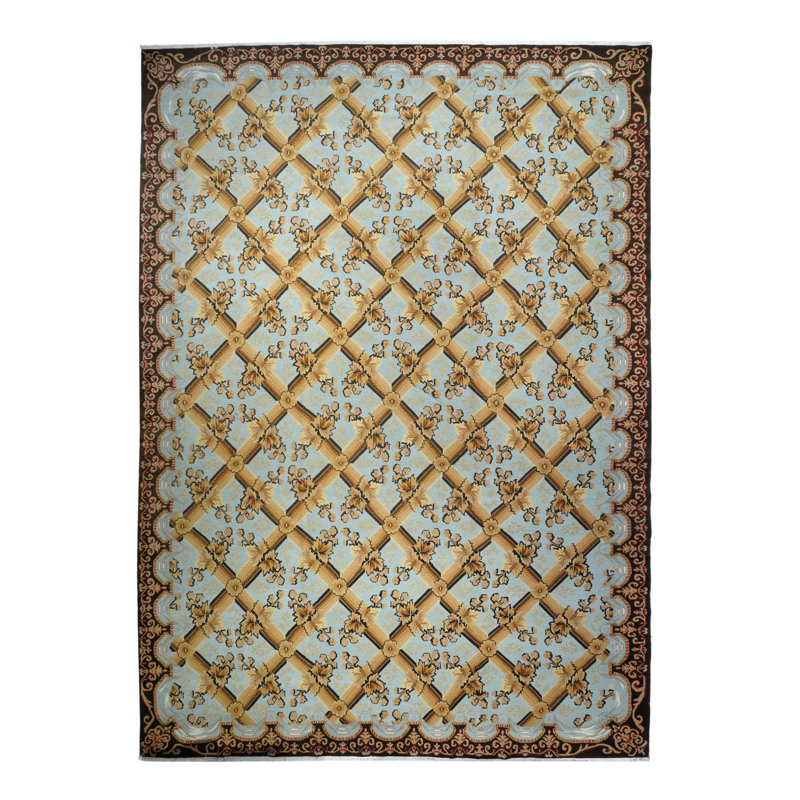 Wool Floral Area Rug in Yellow