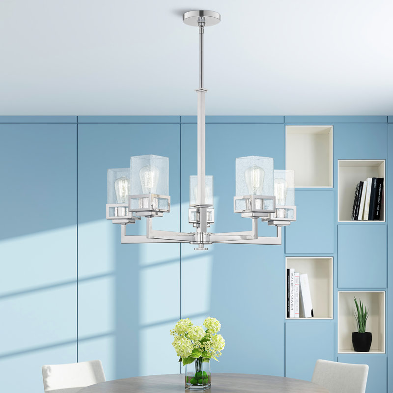 Nailwell 5 - Light Dimmable Classic / Traditional Chandelier, Polished Chrome, 29'' H x 25" W x 25" D