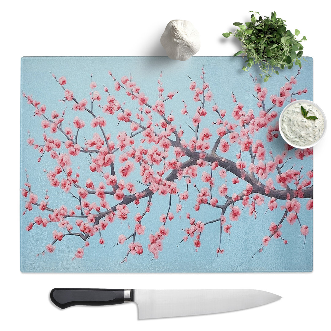 Cherry Blossom Tree Minimalism  Glass Chopping Board