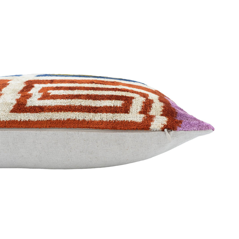 Soho Silk Velvet Ikat Pillow, 16" X 24", Red Soho