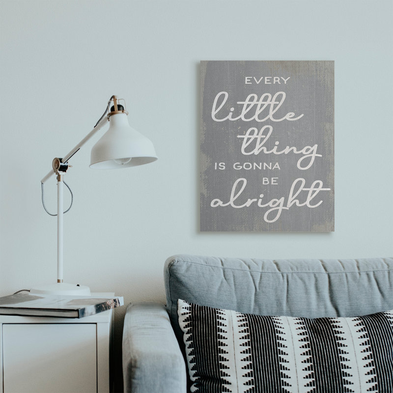 «Every Little Thing» Positivité phrase gris rustique blanc, Toile tendue, H 30 po x l 24 po