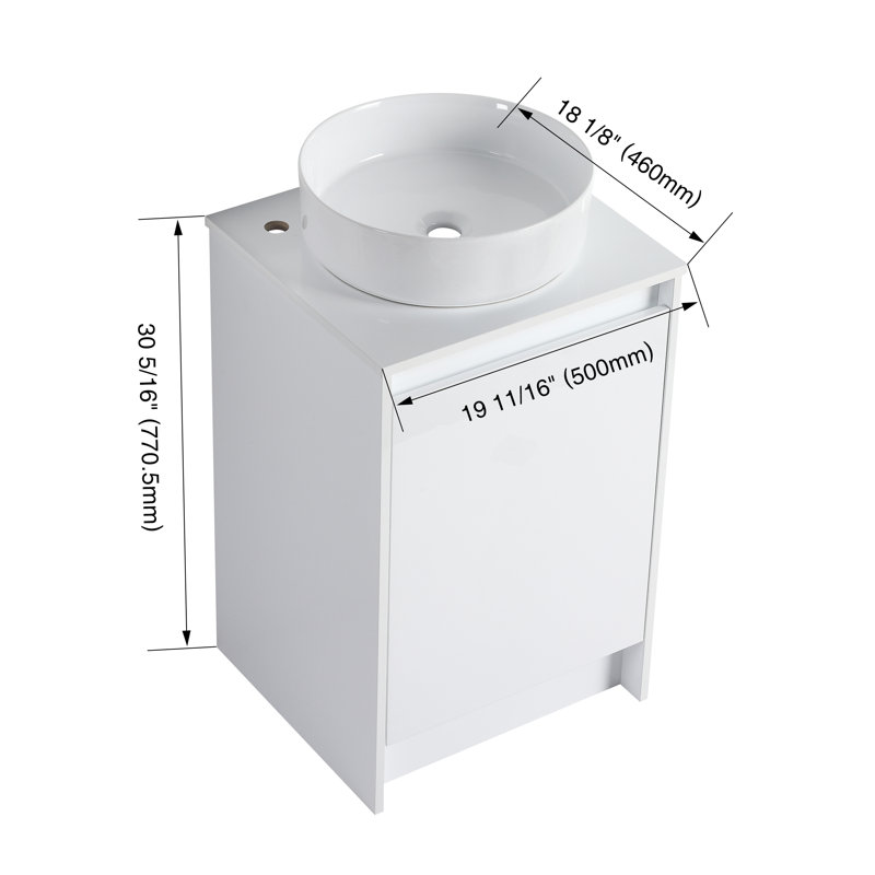 Meuble-lavabo de 20 po avec lavabo en céramique et portes à fermeture douce