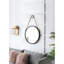 Miroir rond suspendu tendance de 29,5 po avec cadre noir et sangle de corde, décor industriel contemporain pour salle de bain, chambre à coucher ou espace de vie