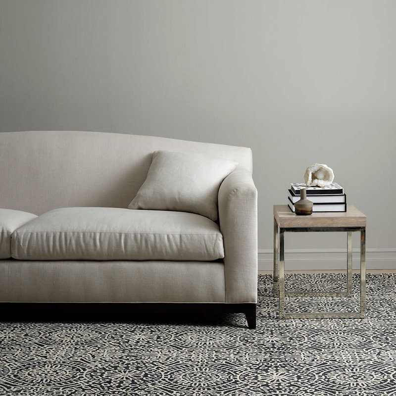 Tapis gris anthracite en laine à crochets Temple, Rectangle 9 pi 6 po x 13 pi 6 po