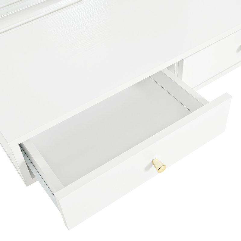 Meuble-lavabo flottant avec miroir et lumières tricolores, coiffeuse murale avec prise de courant, meuble-lavabo compact, grand rangement, blanc