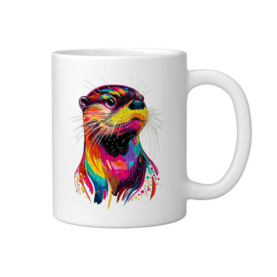 Cute Otter Ceramic Mug, White, 11oz