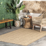 Brys Tribal Indoor/Outdoor Area Rug for Living Room Patio Deck Front Porch Kitchen, Beige/Ivory