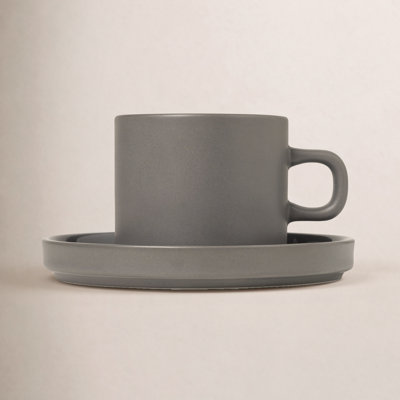PILAR Stoneware Coffee Mug & Saucer
