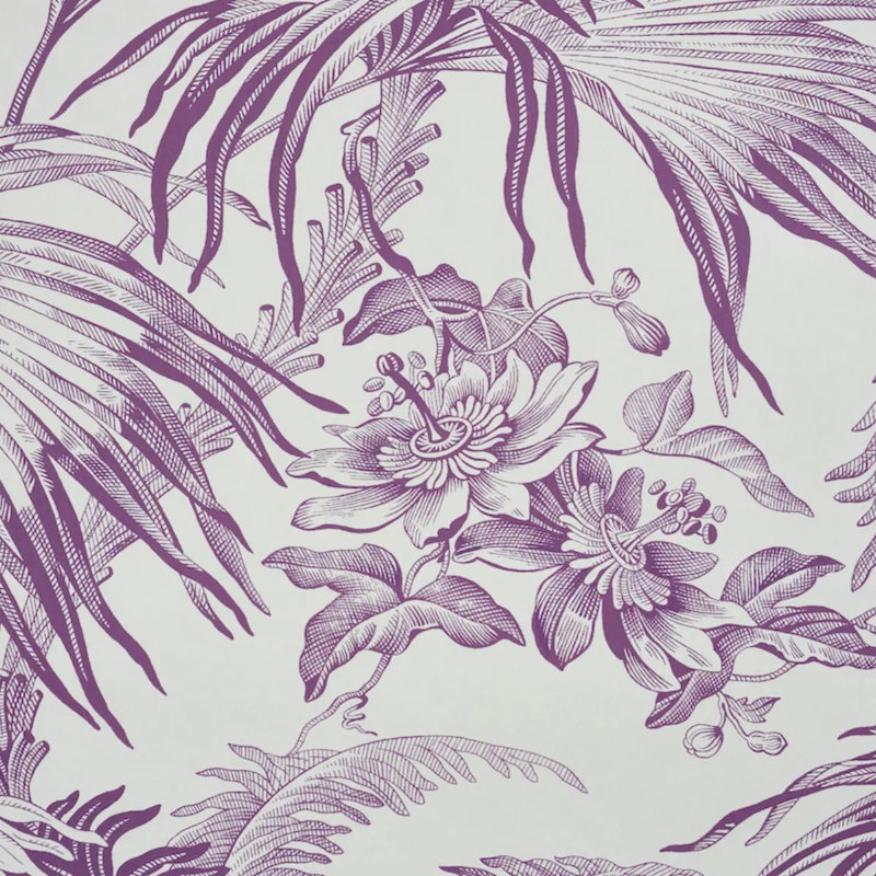 Schumacher x Jill Lasersohn Toile Tropique Wallpaper, Purple