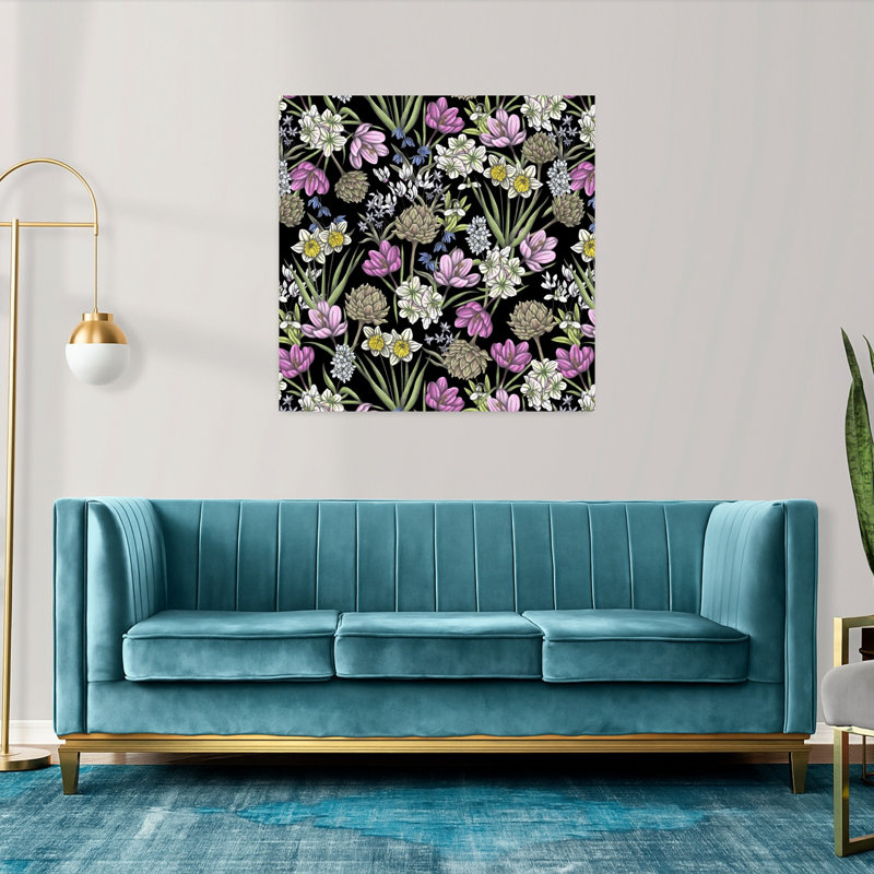 Black Botanical Blooms by Cecilia Battaini - Wrapped Canvas Print, 91.44 cm H x 91.44 cm W